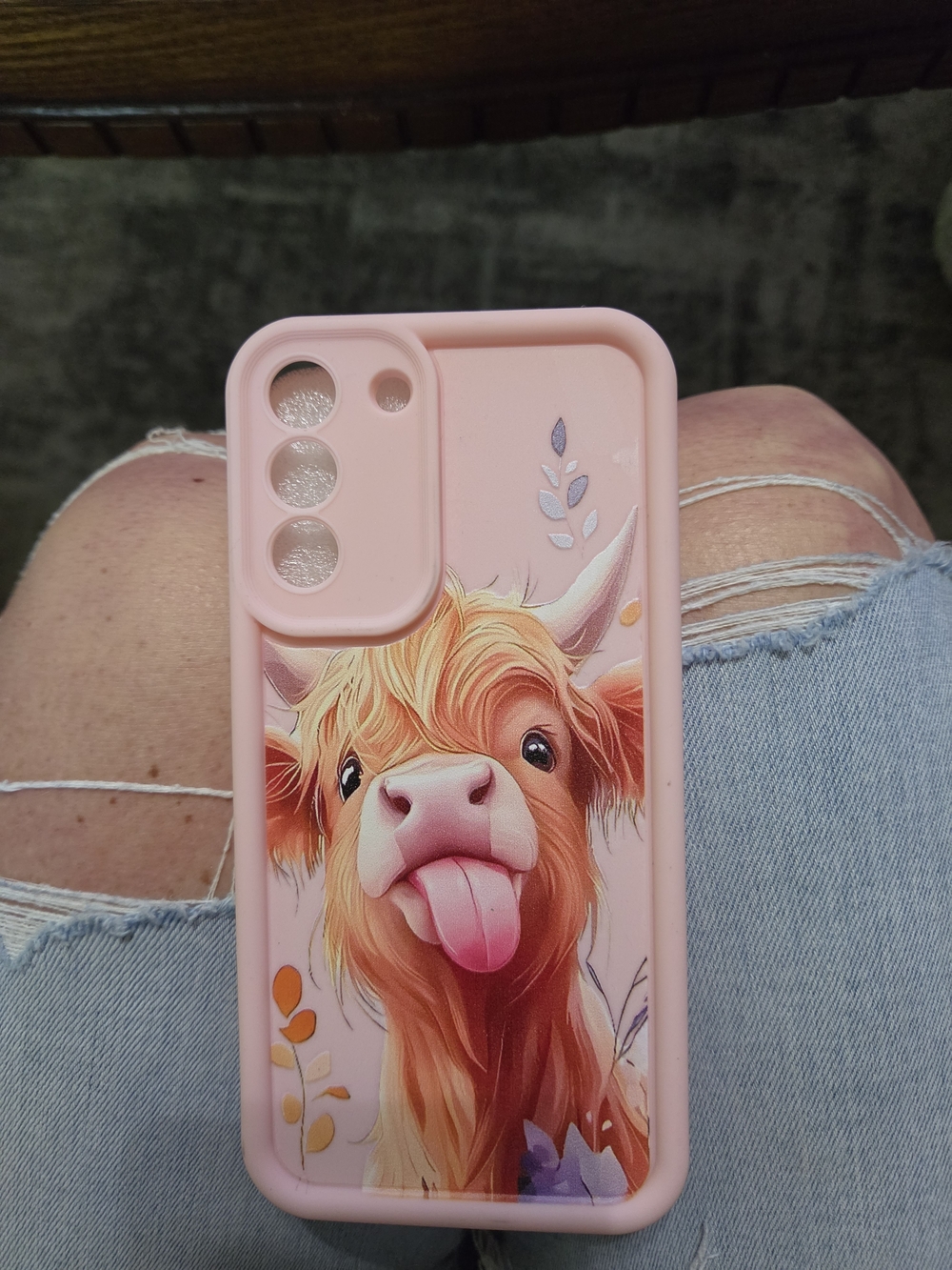 S22 Plus Pink Cow Illustration Phone Case